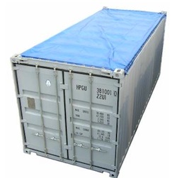 Open top container with tarp on.