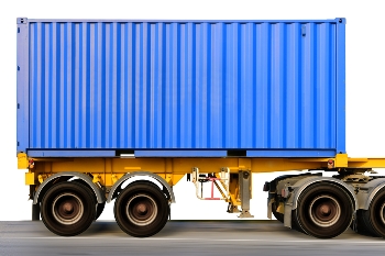 shipping container on a truck bed