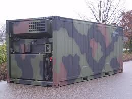 reefer container on land painted camo style