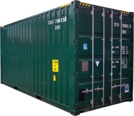 Green 20 foot shipping container