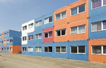 student dorm constructed with shipping containers