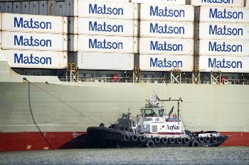 Matson cargo ship with Matson shipping containers