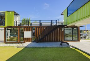modern home made from shipping containers